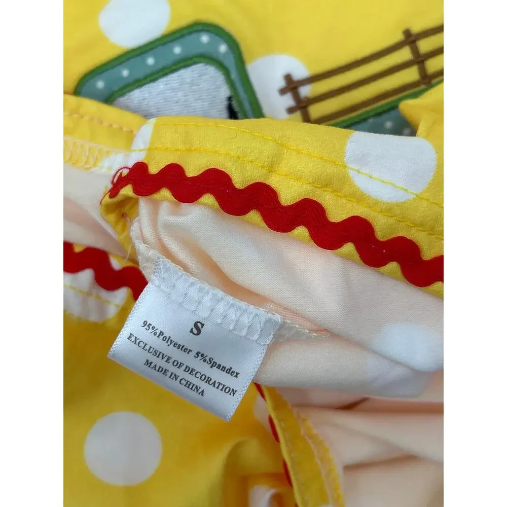 Marie Nicole Clothing 2T Tractor Polka Dot Ruffle Outfit Set Yellow Red Girls